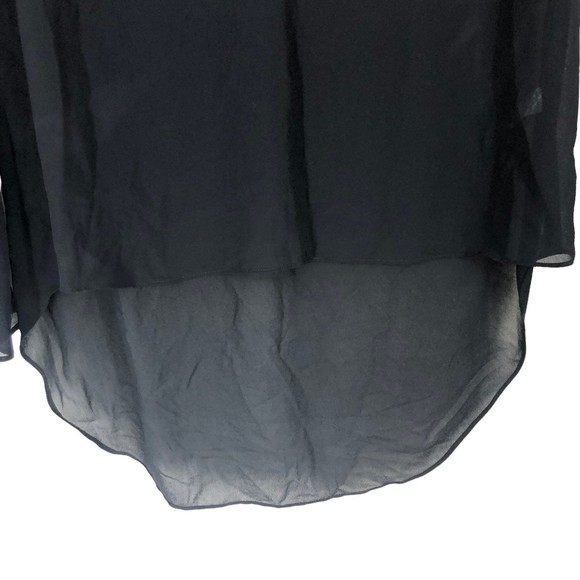 Double Zero Sheer Black Fancy Bell Sleeve Top with Hi/Lo Hem sz M Sexy Tunic - Picture 6 of 8